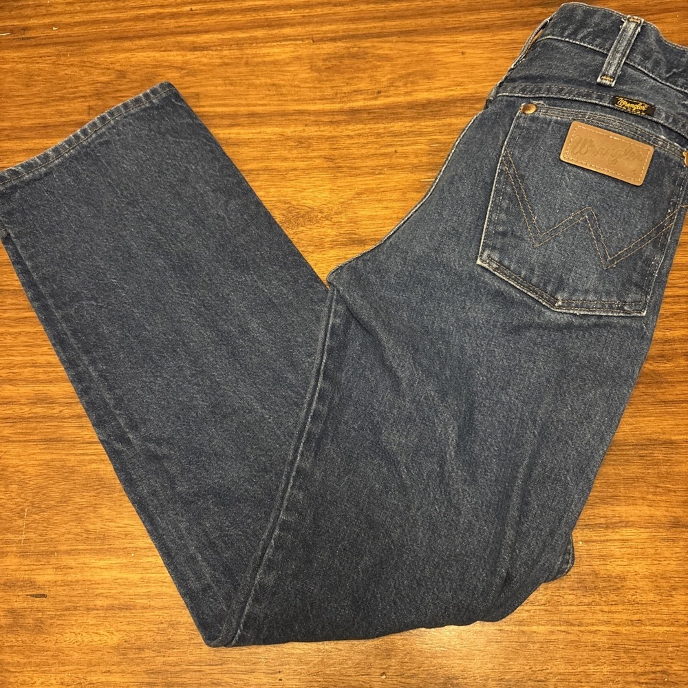 Vintage Wrangler Mens Blue Denim Jeans 29x31 Made in USA Cotton Cowboy Cut
